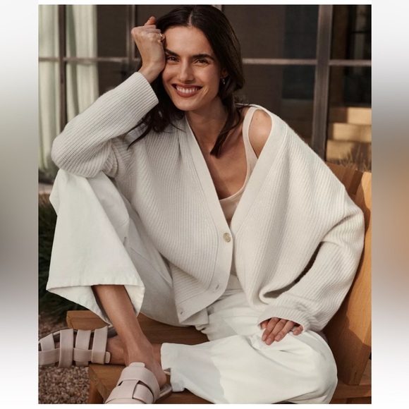 Jenni Kayne Cocoon Cashmere Cardigan Size XL Ivory Button Front - Picture 1 of 13